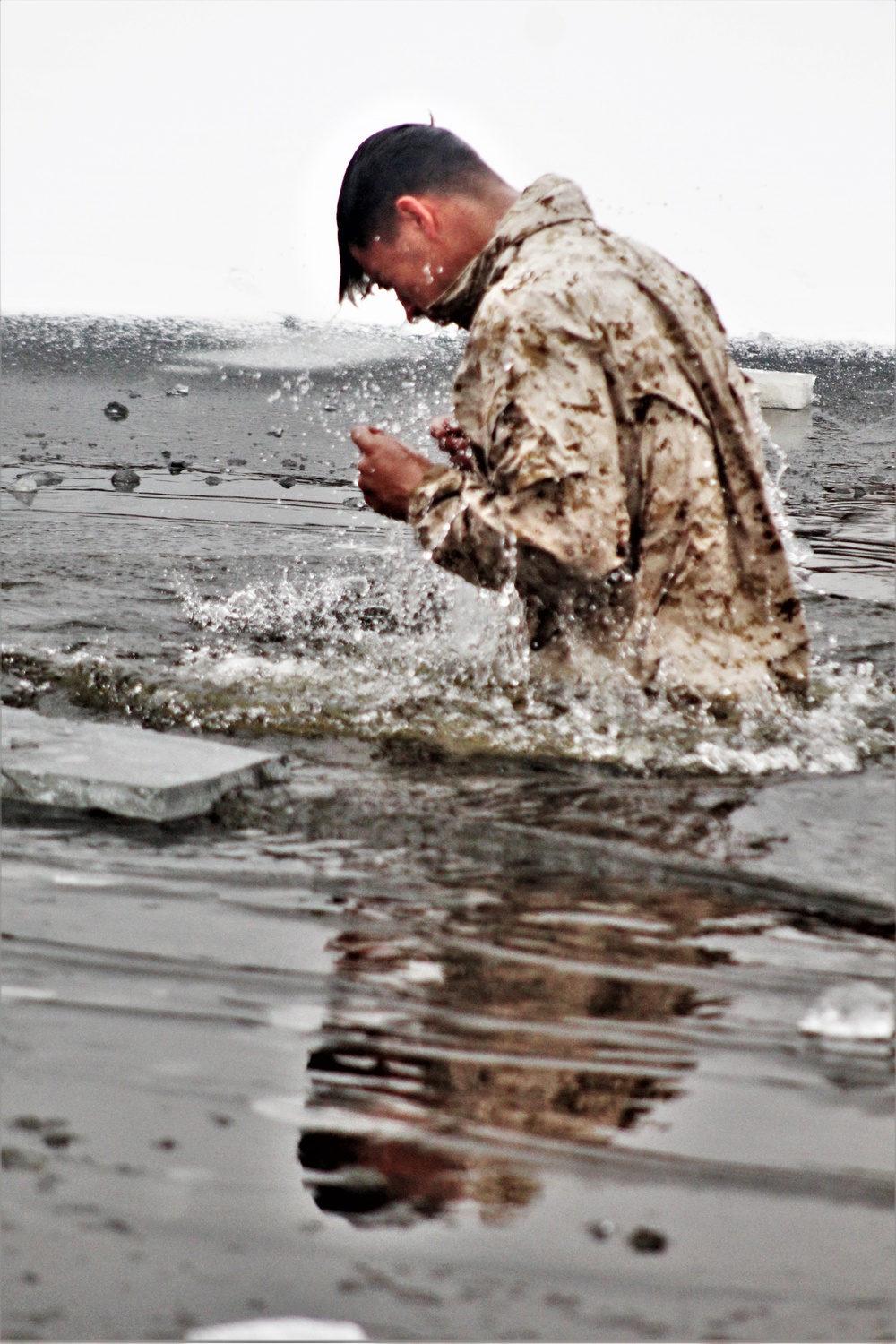 Marines jump in for cold-water immersion training at Fort McCoy