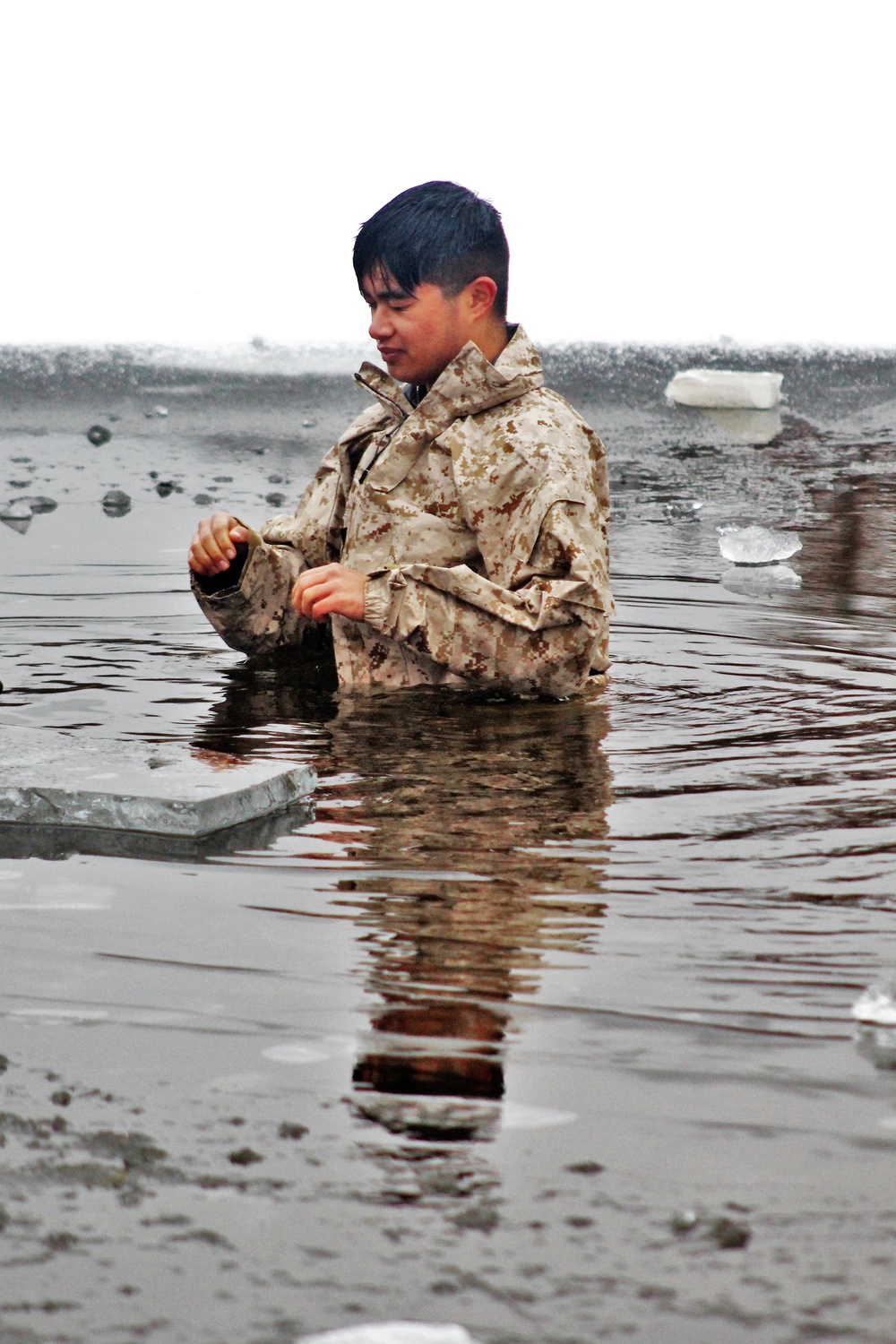 Marines jump in for cold-water immersion training at Fort McCoy