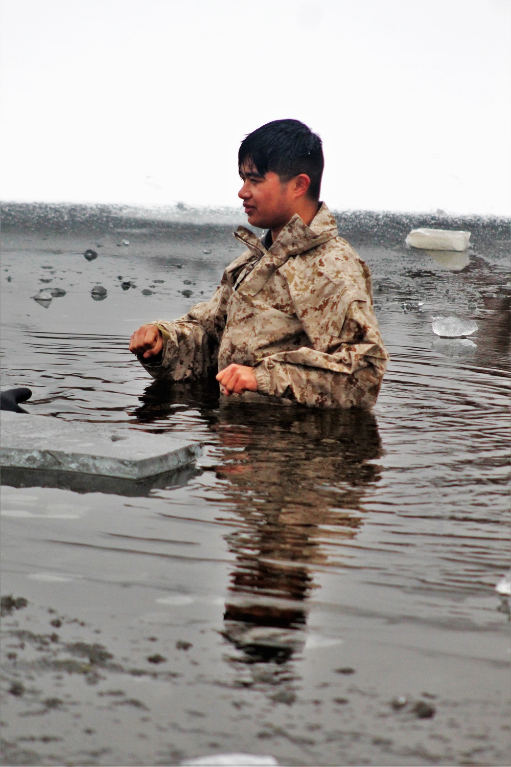 Marines jump in for cold-water immersion training at Fort McCoy