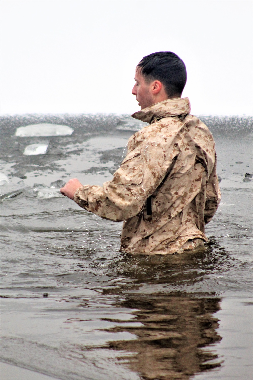 Marines jump in for cold-water immersion training at Fort McCoy