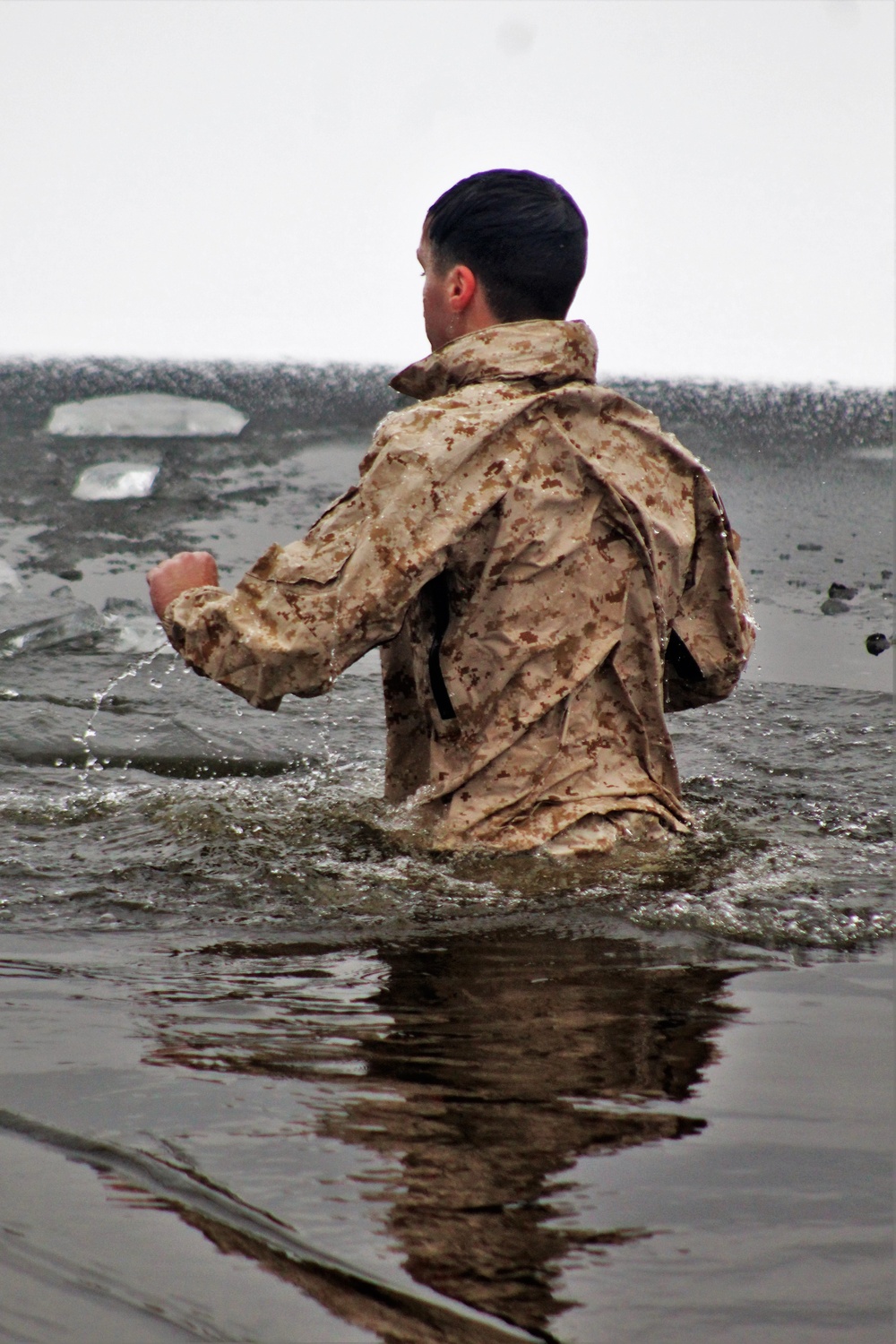 Marines jump in for cold-water immersion training at Fort McCoy