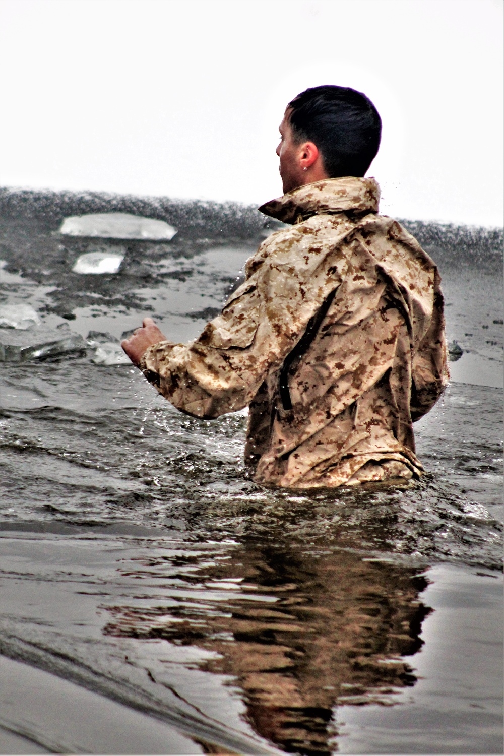 Marines jump in for cold-water immersion training at Fort McCoy