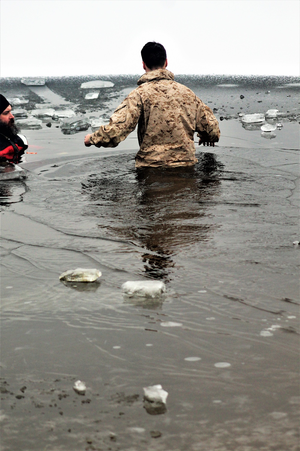 Marines jump in for cold-water immersion training at Fort McCoy