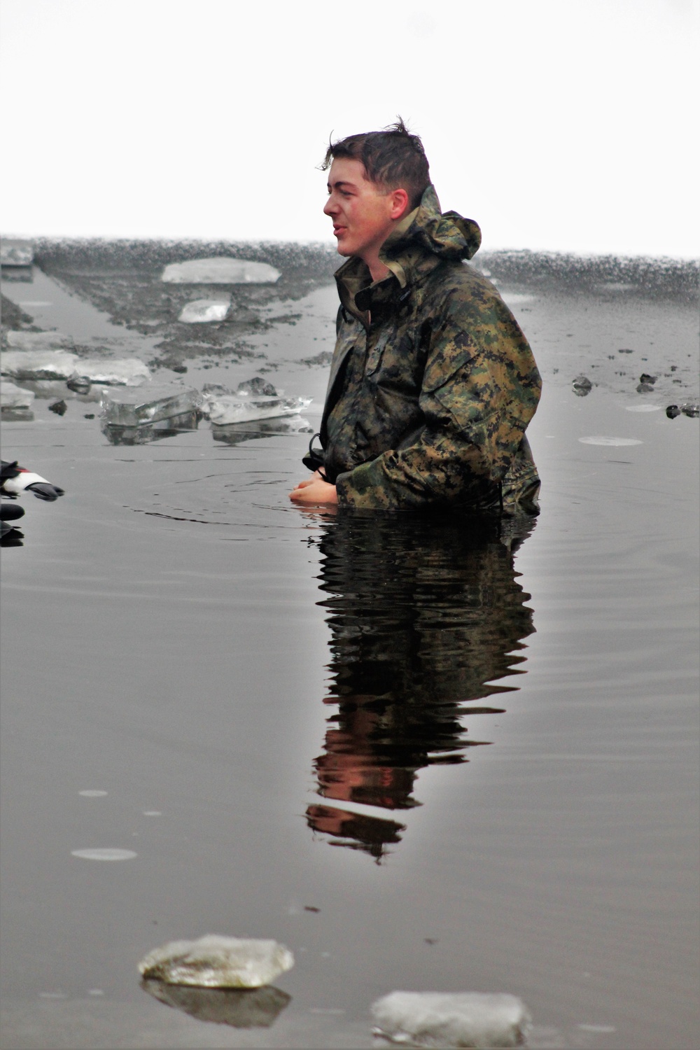 Marines jump in for cold-water immersion training at Fort McCoy