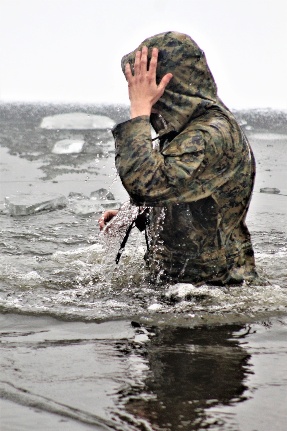 Marines jump in for cold-water immersion training at Fort McCoy