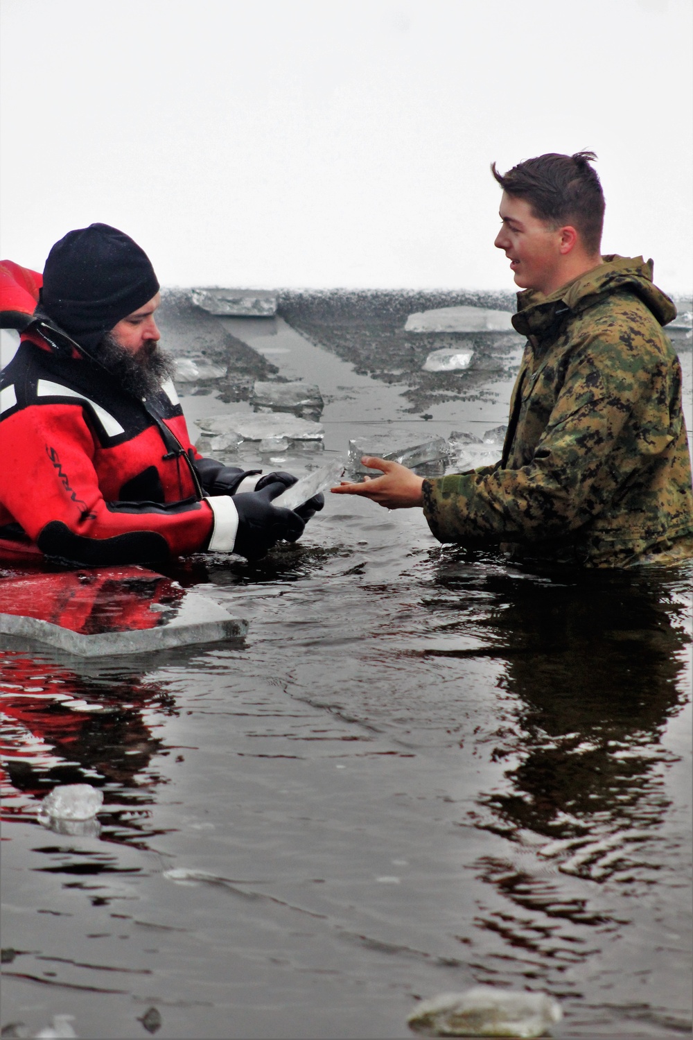 Marines jump in for cold-water immersion training at Fort McCoy