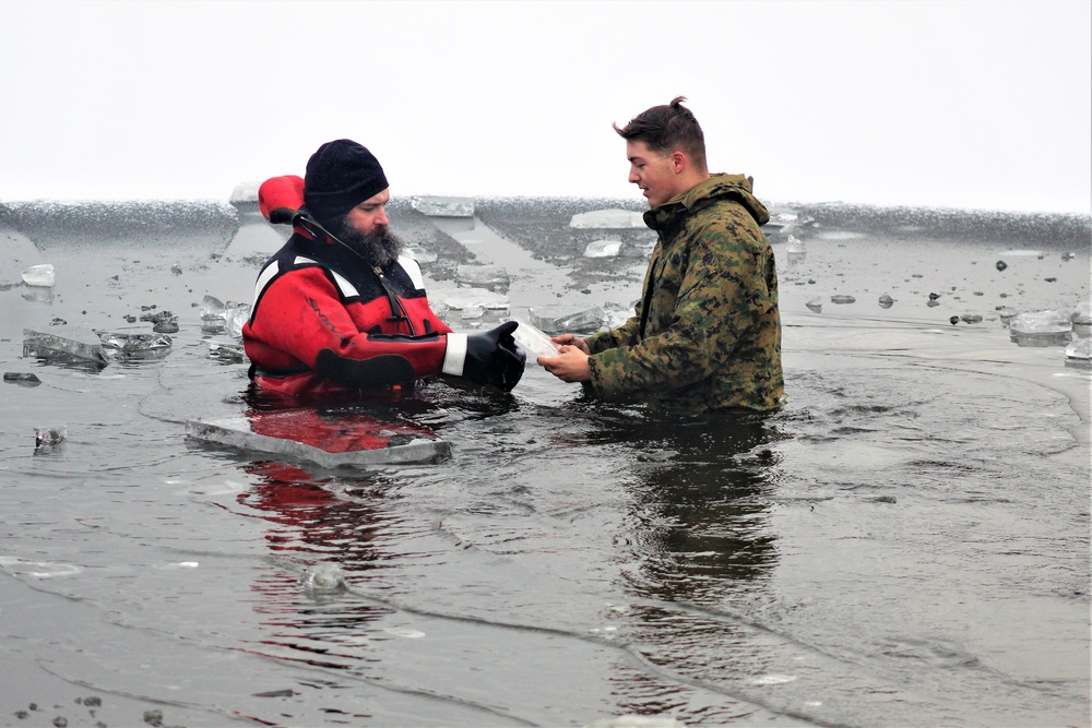 Marines jump in for cold-water immersion training at Fort McCoy