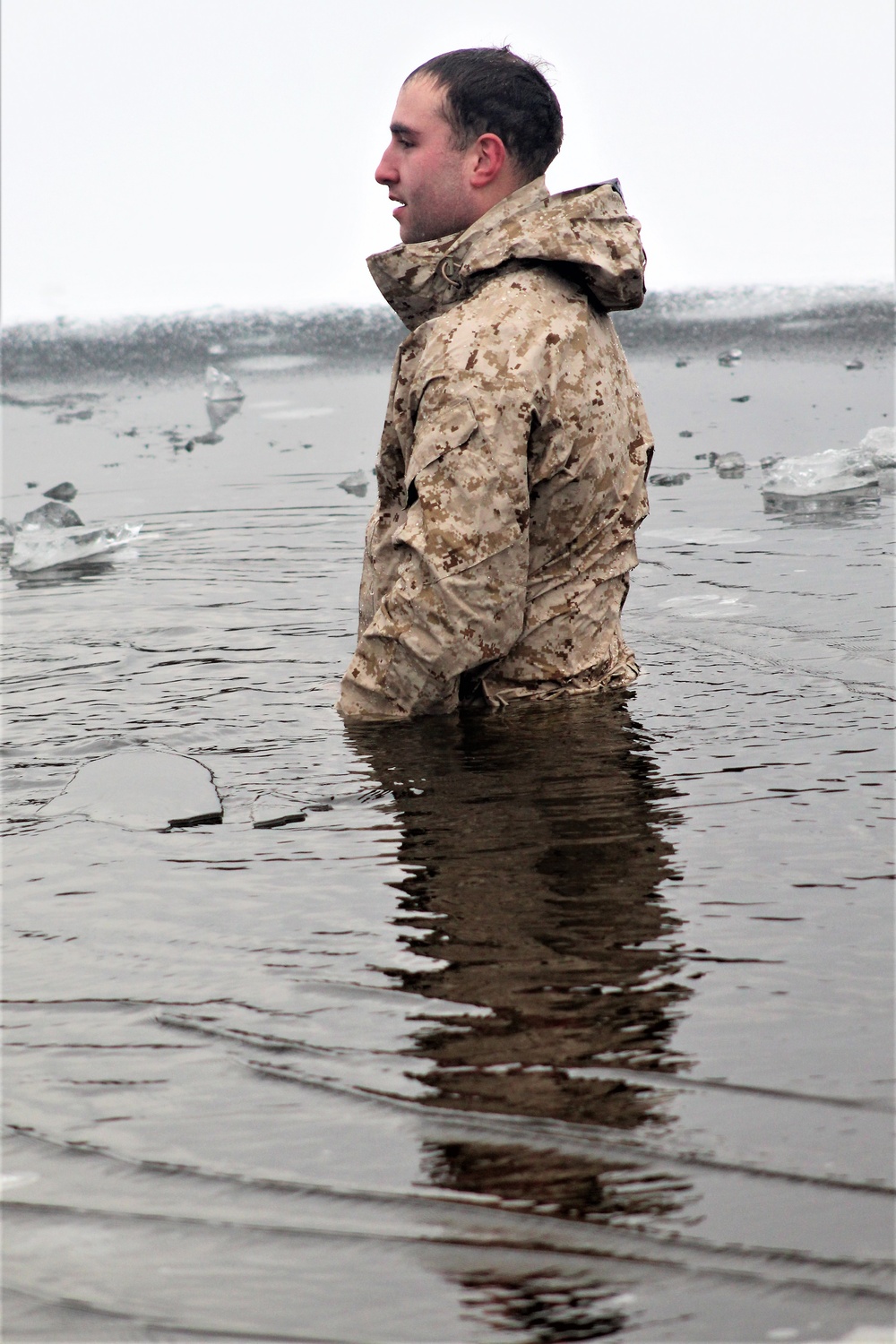 Marines jump in for cold-water immersion training at Fort McCoy