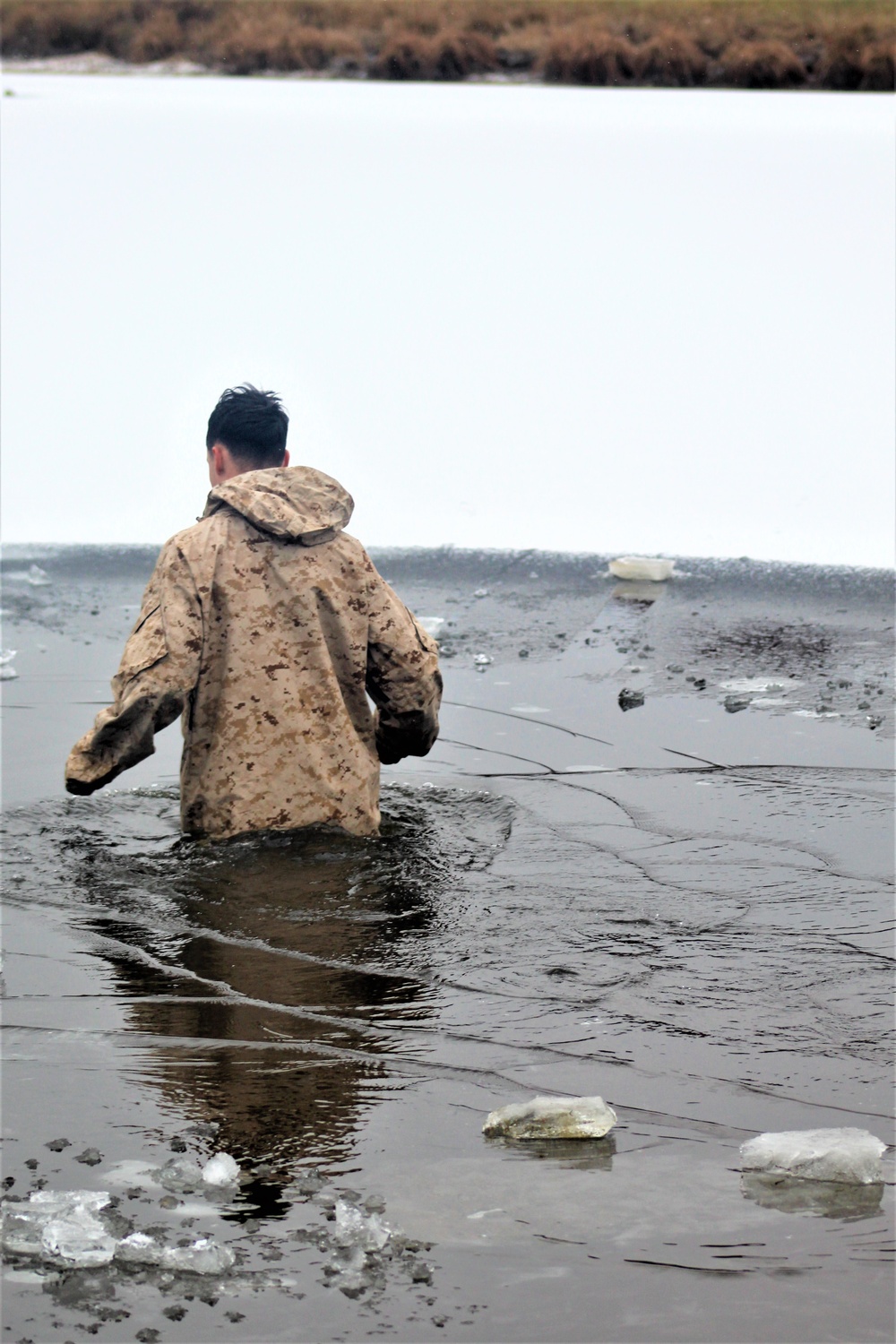 Marines jump in for cold-water immersion training at Fort McCoy