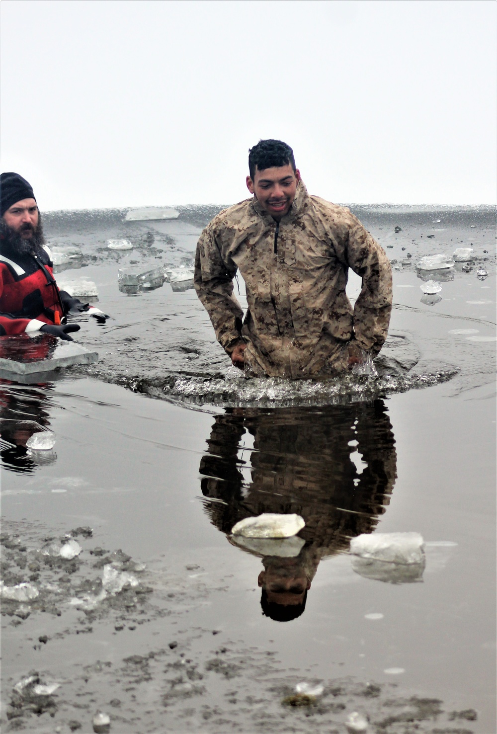 Marines jump in for cold-water immersion training at Fort McCoy