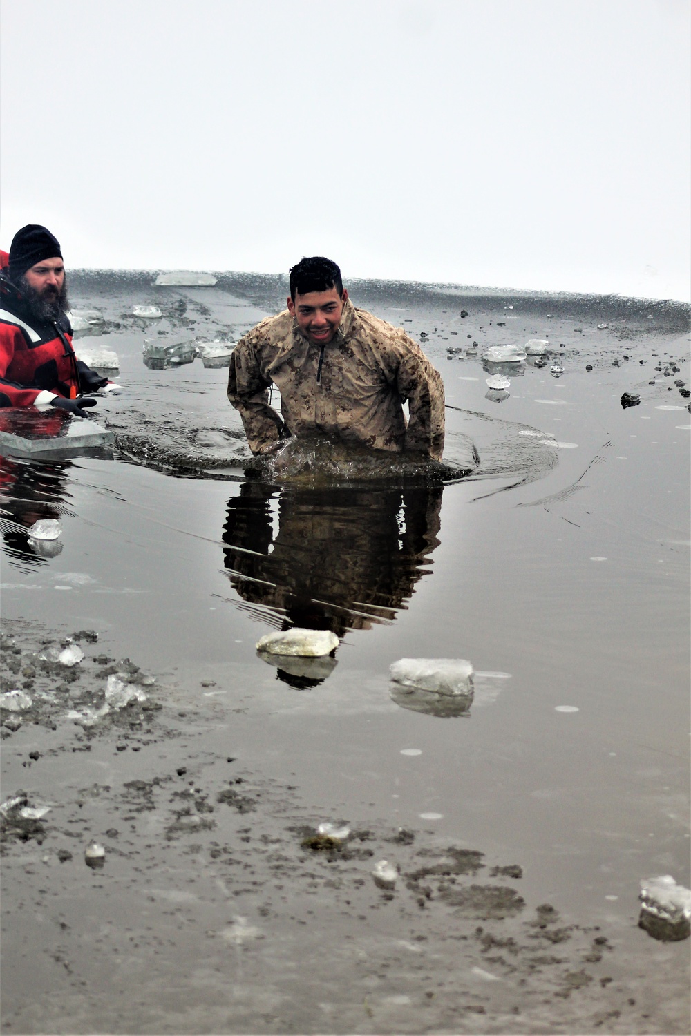 Marines jump in for cold-water immersion training at Fort McCoy