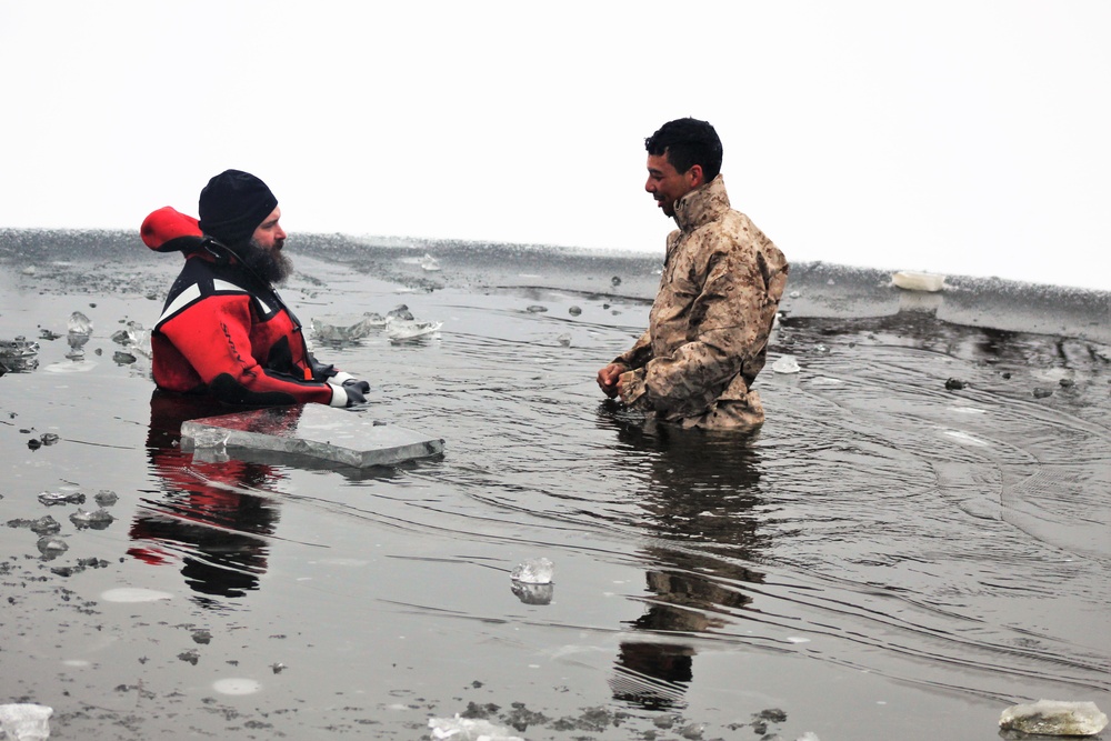 Marines jump in for cold-water immersion training at Fort McCoy