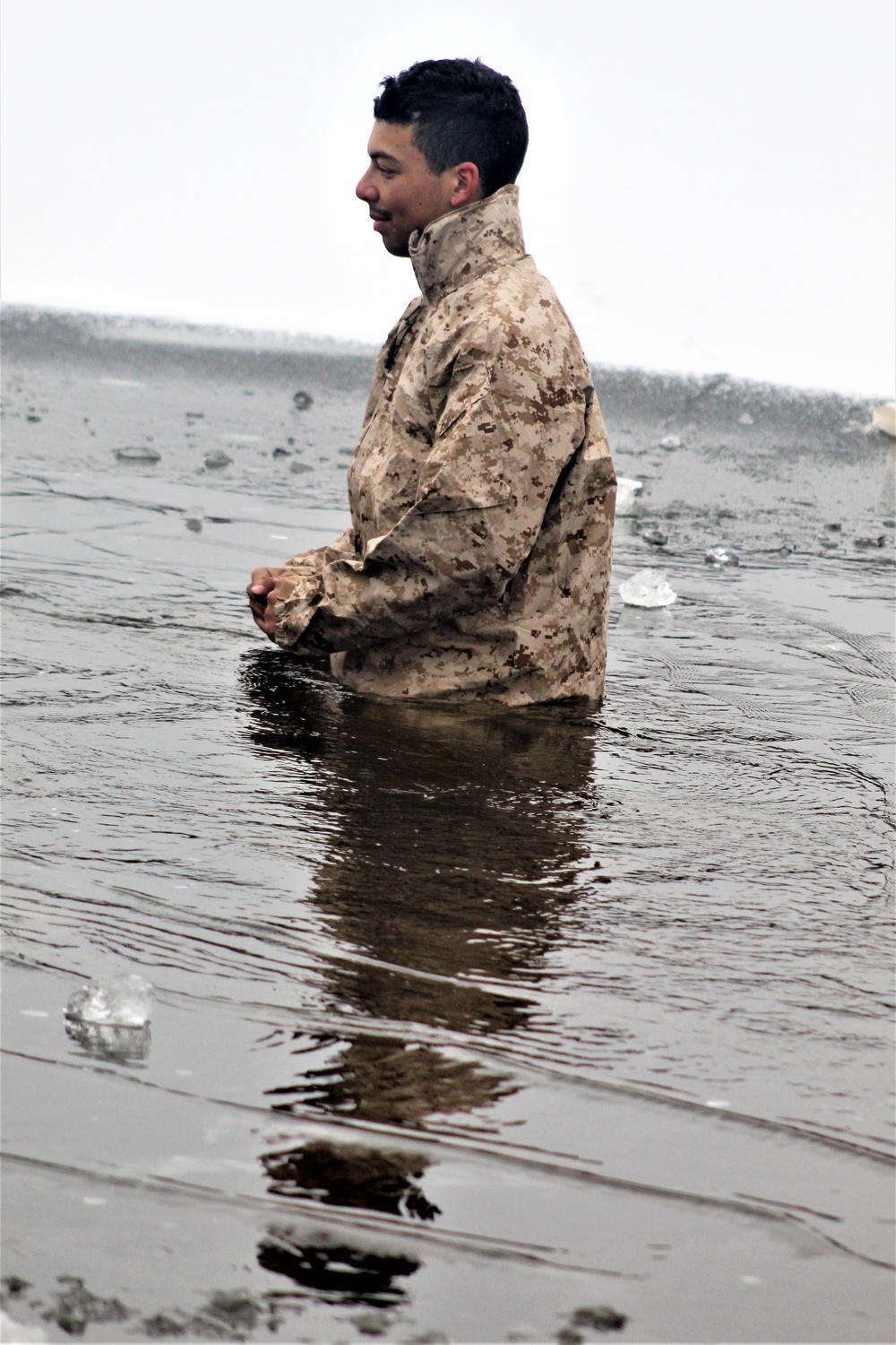 Marines jump in for cold-water immersion training at Fort McCoy