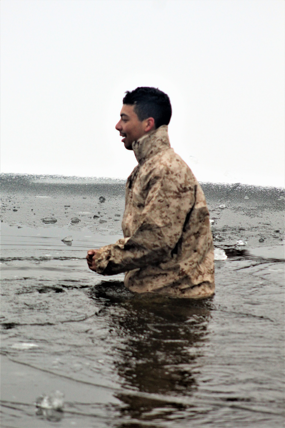 Marines jump in for cold-water immersion training at Fort McCoy