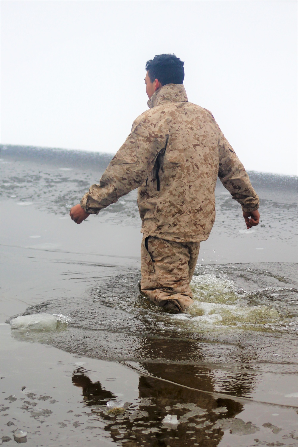 Marines jump in for cold-water immersion training at Fort McCoy