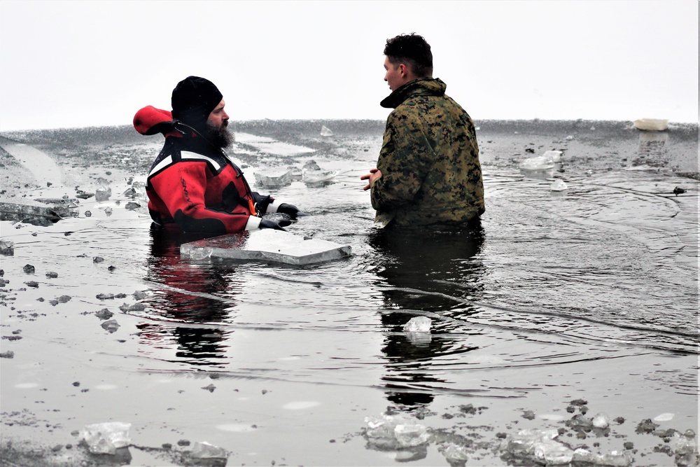 Marines jump in for cold-water immersion training at Fort McCoy