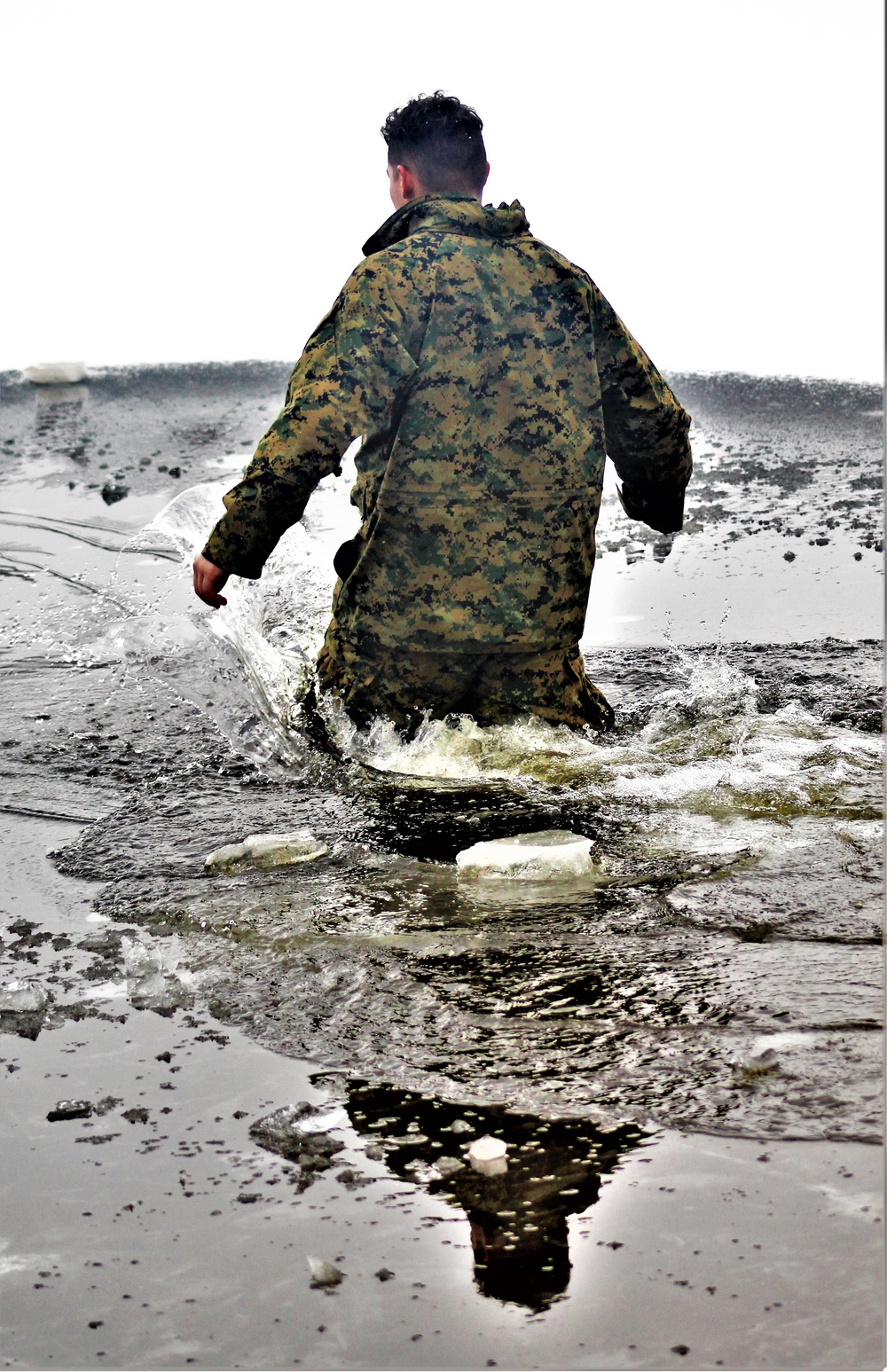 Marines jump in for cold-water immersion training at Fort McCoy