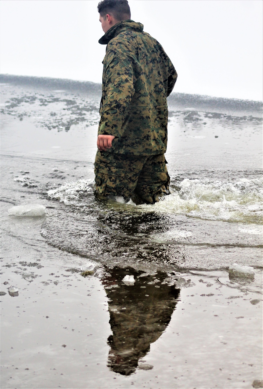 Marines jump in for cold-water immersion training at Fort McCoy