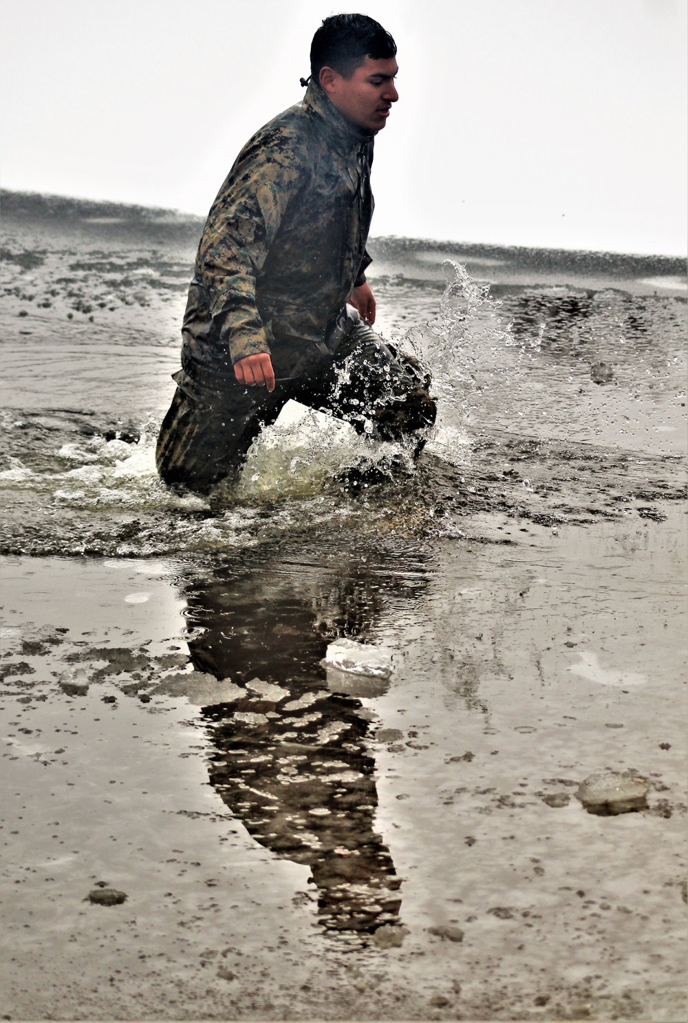 Marines jump in for cold-water immersion training at Fort McCoy