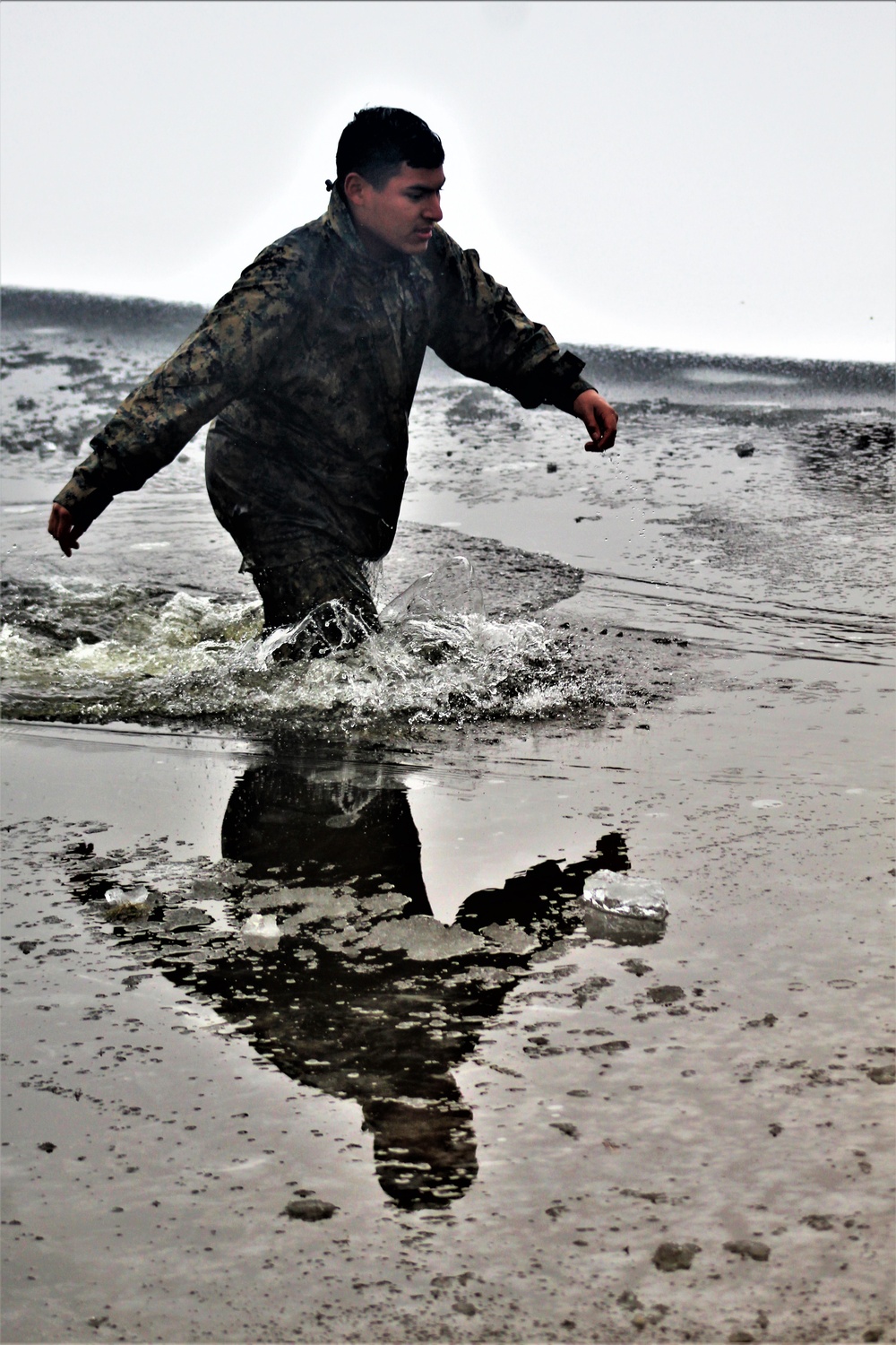 Marines jump in for cold-water immersion training at Fort McCoy