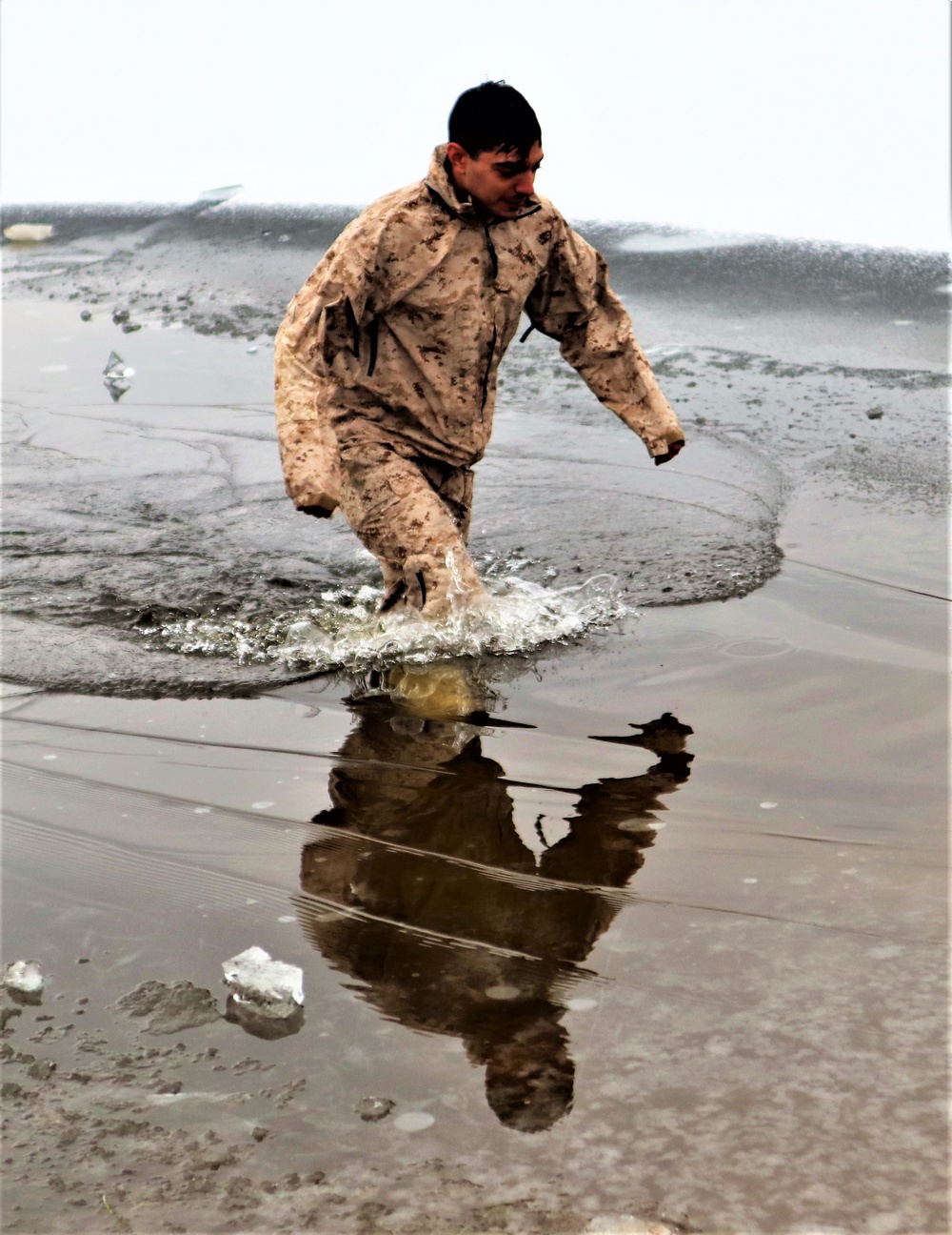 Marines jump in for cold-water immersion training at Fort McCoy