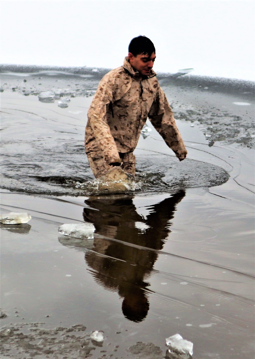 Marines jump in for cold-water immersion training at Fort McCoy