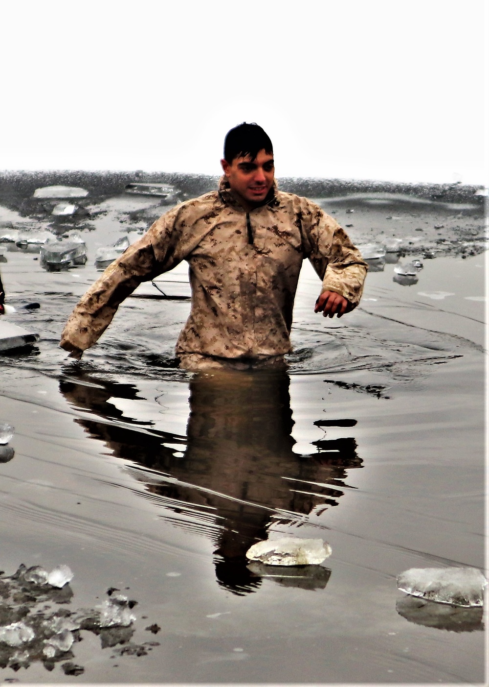 Marines jump in for cold-water immersion training at Fort McCoy