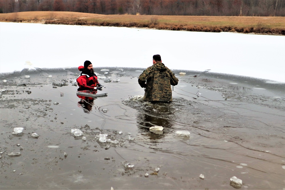 Marines jump in for cold-water immersion training at Fort McCoy