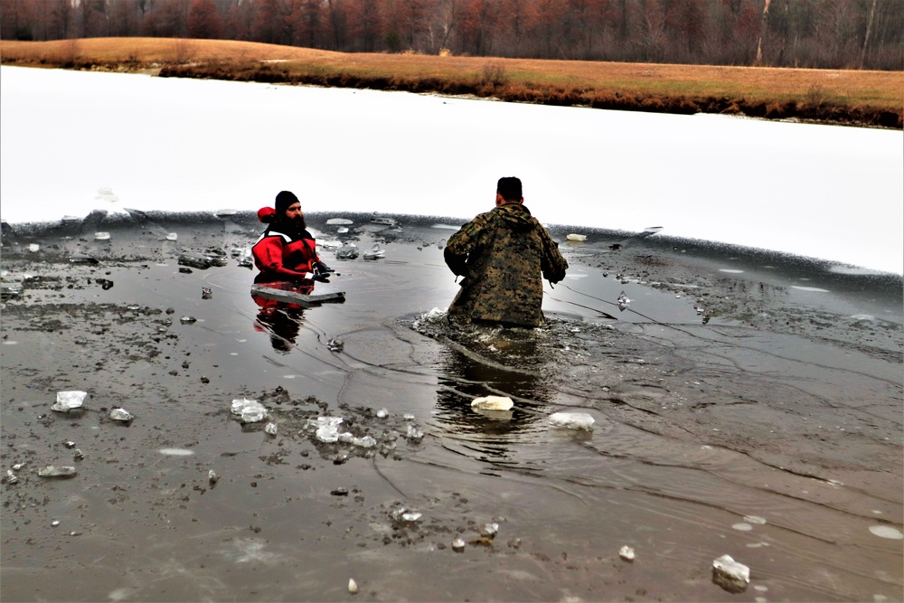 Marines jump in for cold-water immersion training at Fort McCoy