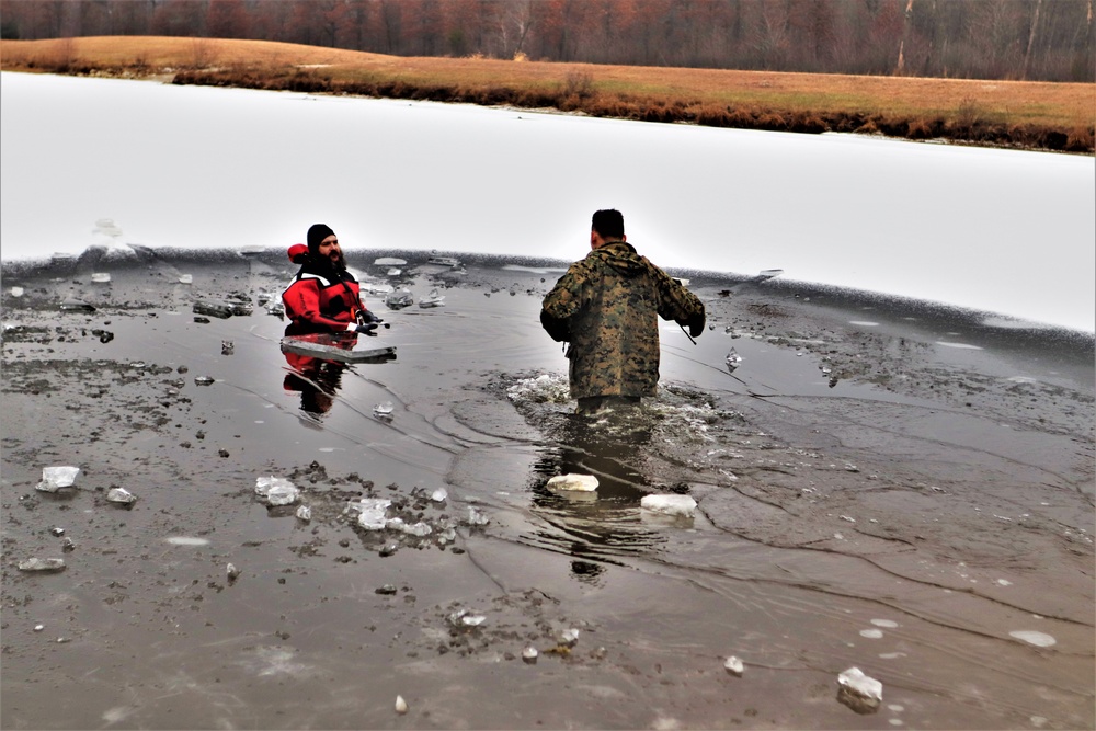 Marines jump in for cold-water immersion training at Fort McCoy