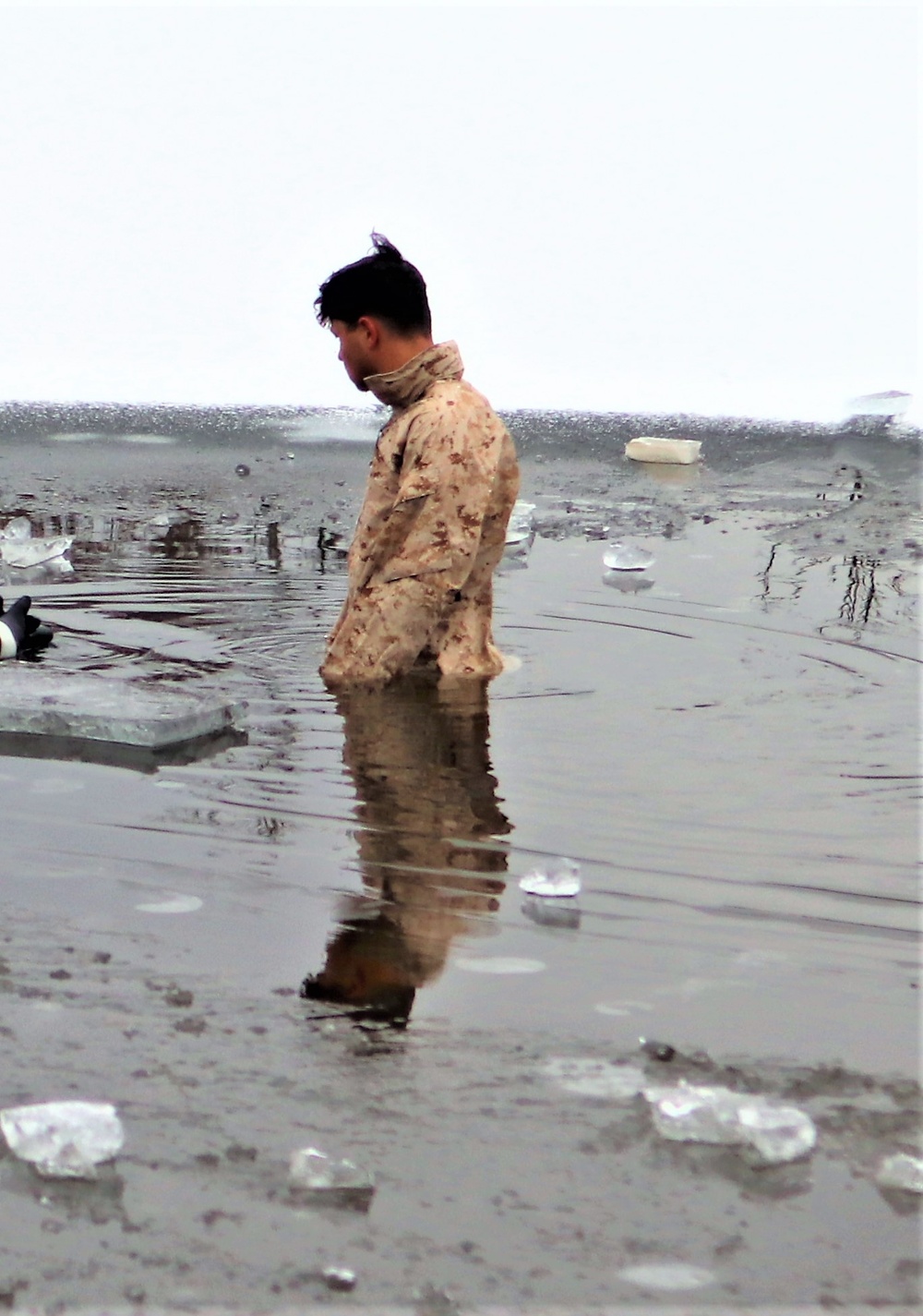 Marines jump in for cold-water immersion training at Fort McCoy