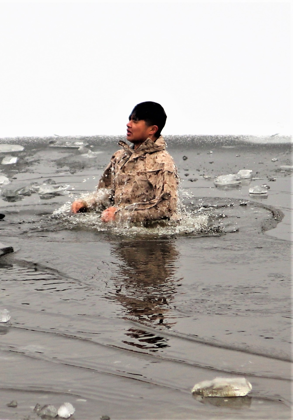 Marines jump in for cold-water immersion training at Fort McCoy