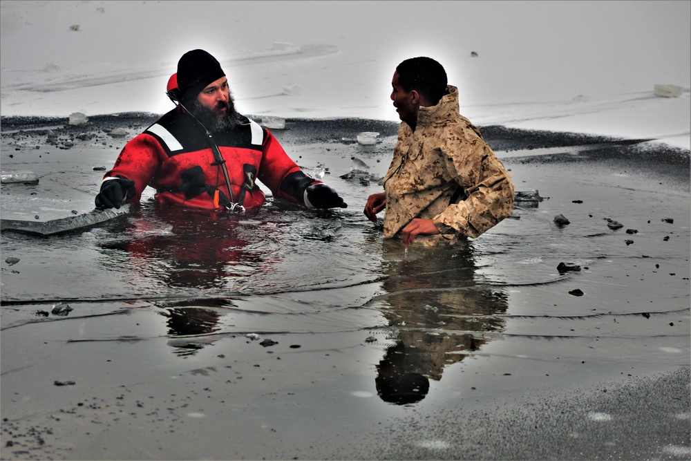 Marines jump in for cold-water immersion training at Fort McCoy