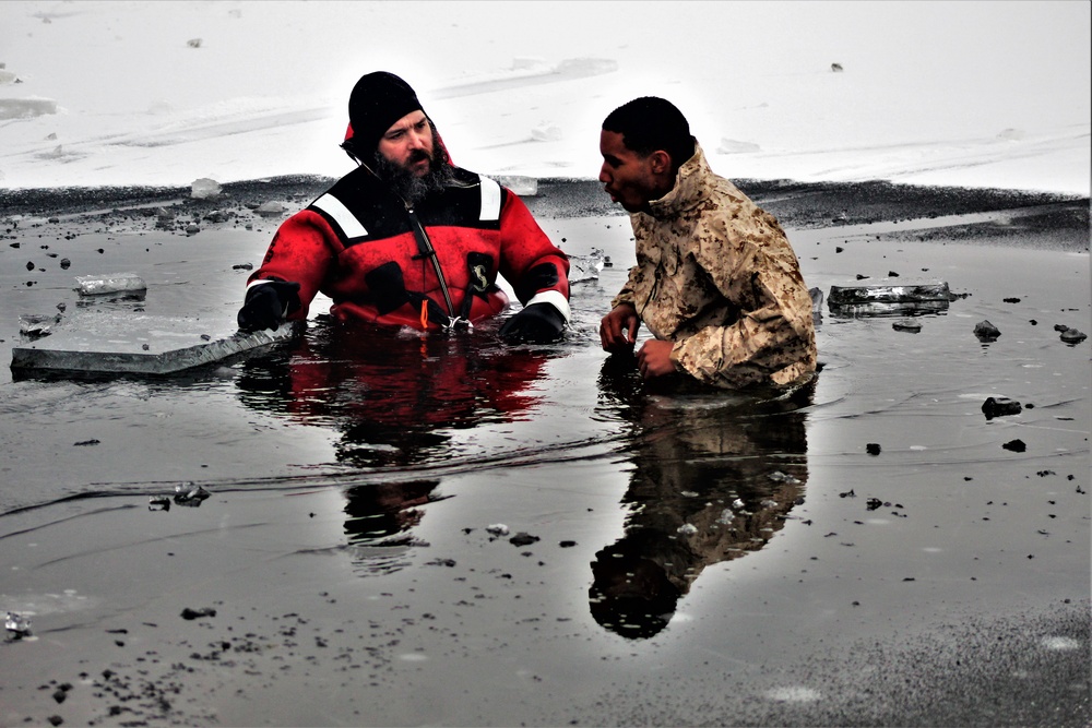 Marines jump in for cold-water immersion training at Fort McCoy