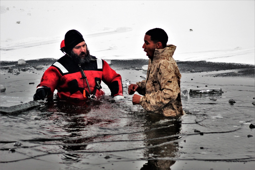 Marines jump in for cold-water immersion training at Fort McCoy