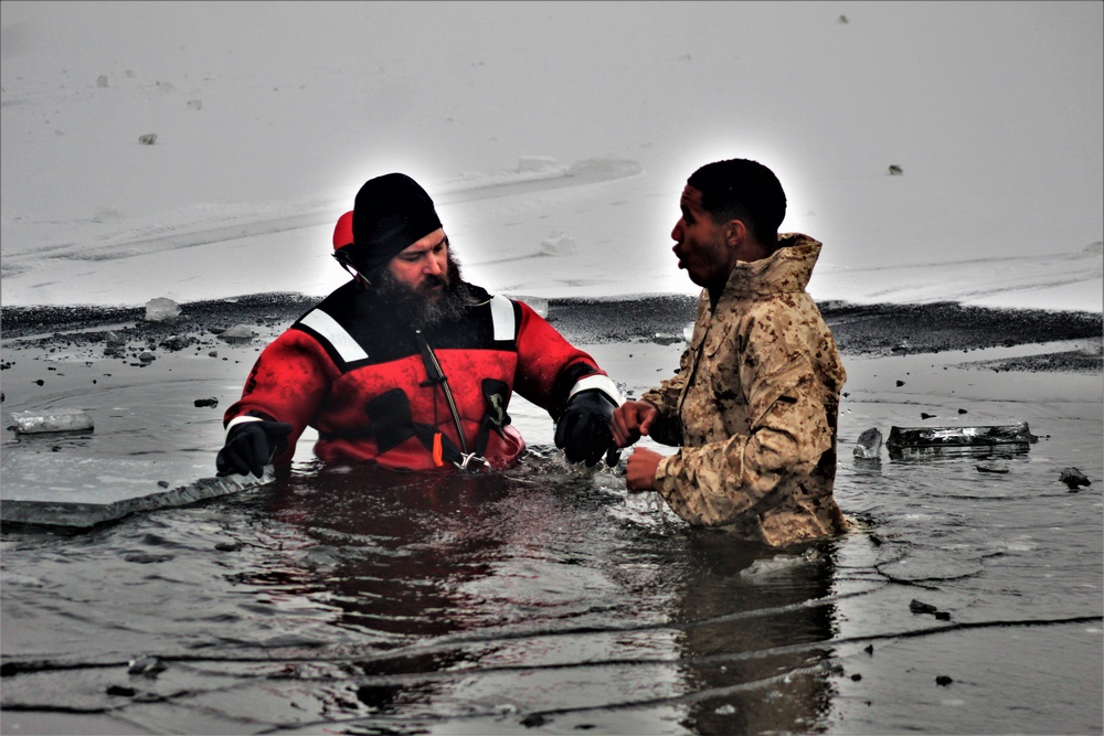 Marines jump in for cold-water immersion training at Fort McCoy