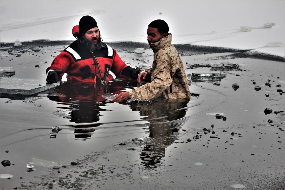 Marines jump in for cold-water immersion training at Fort McCoy