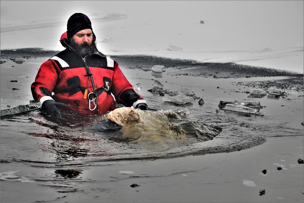 Marines jump in for cold-water immersion training at Fort McCoy