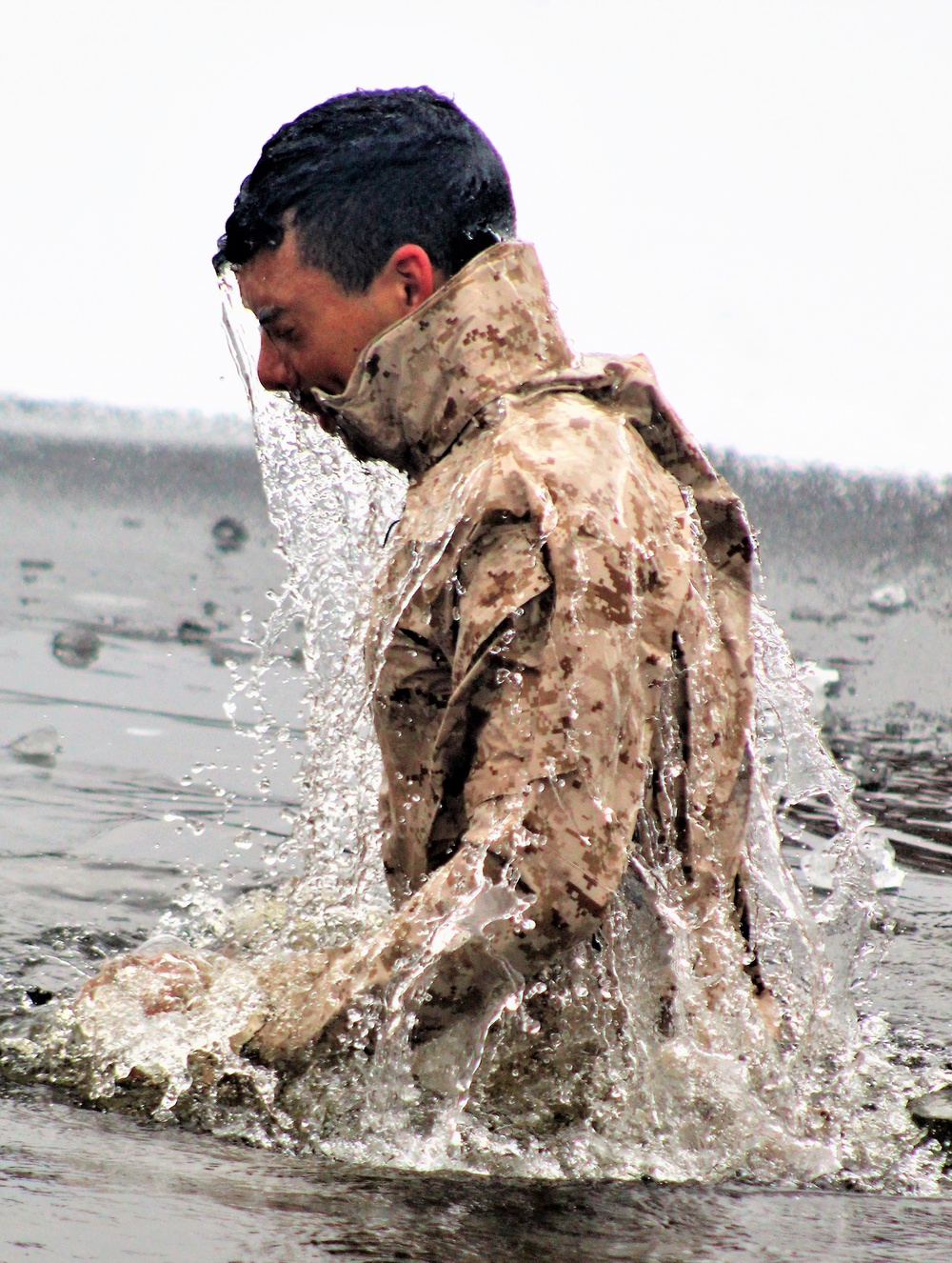 Marines jump in for cold-water immersion training at Fort McCoy