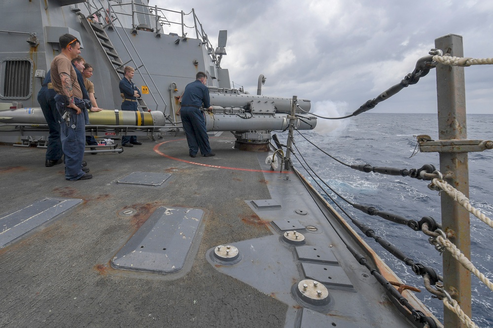 USS Chafee (DDG 90) Sailors Conduct Torpedo Maintenance