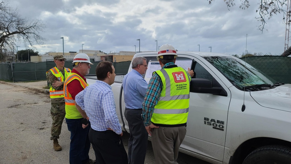 Michael McAndrew visits Joint Base San Antonio construction sites