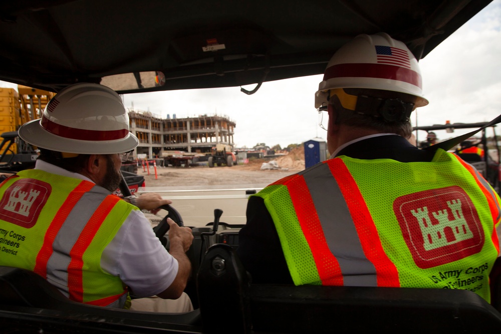 Michael McAndrew visits Joint Base San Antonio construction sites