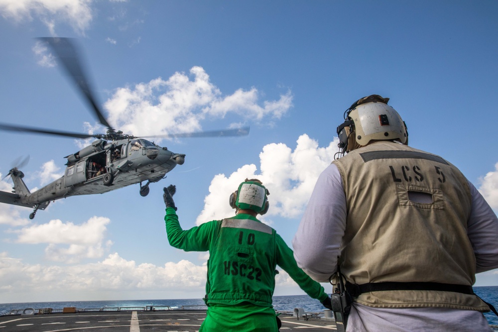 USS Milwaukee and HSC 22 Sailors Participate in Flight Ops