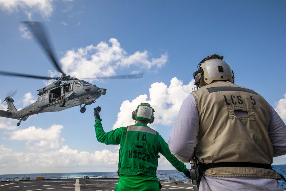 USS Milwaukee and HSC 22 Sailors Participate in Flight Ops