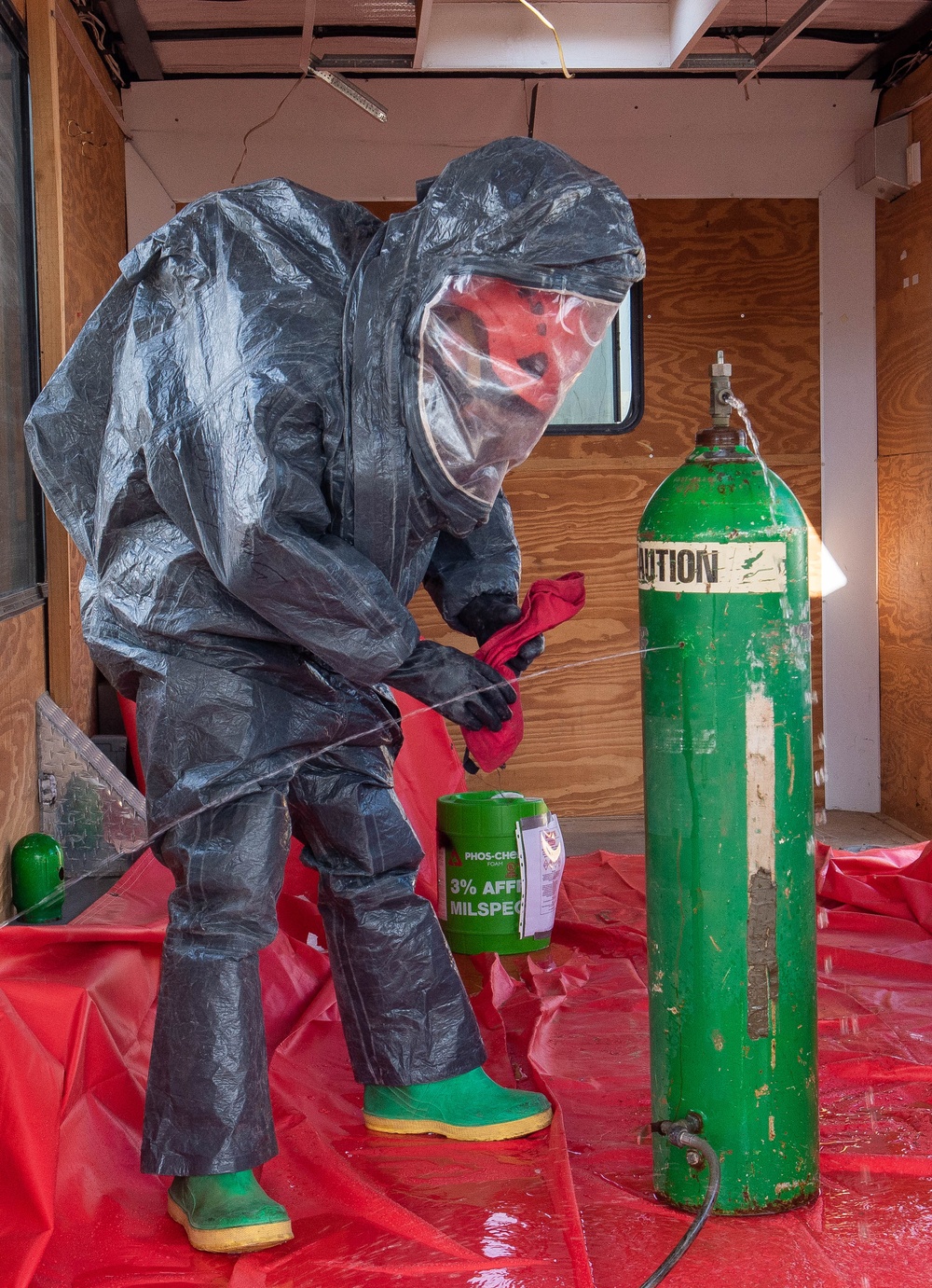 Firefighters practice responding to HAZMAT leaks