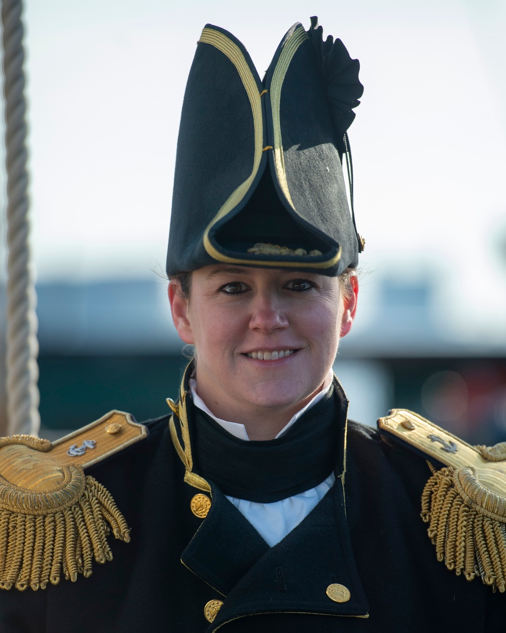 Cmdr. Billie J. Farrell, poses for a photo onboard the ship