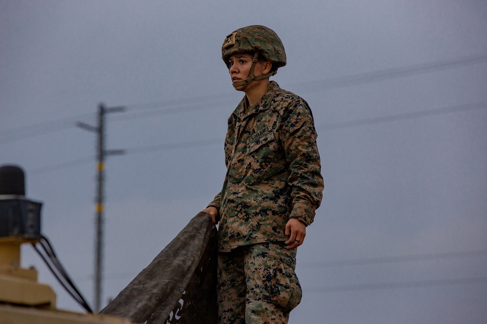 U.S. Marines and Sailors with Combat Logistics Battalion 5 conduct Mobile Combat Operations Center operations during Steel Knight 22