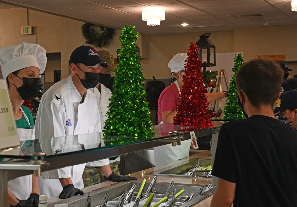 15th Wing Leadership serves Christmas eve lunch