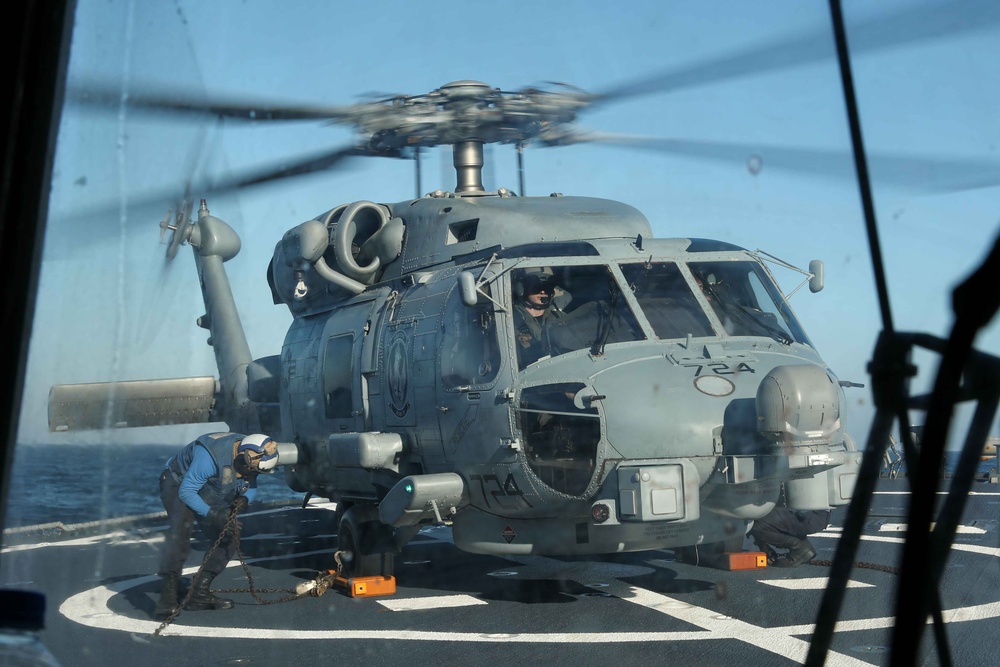 USS Ross conducts flight operations