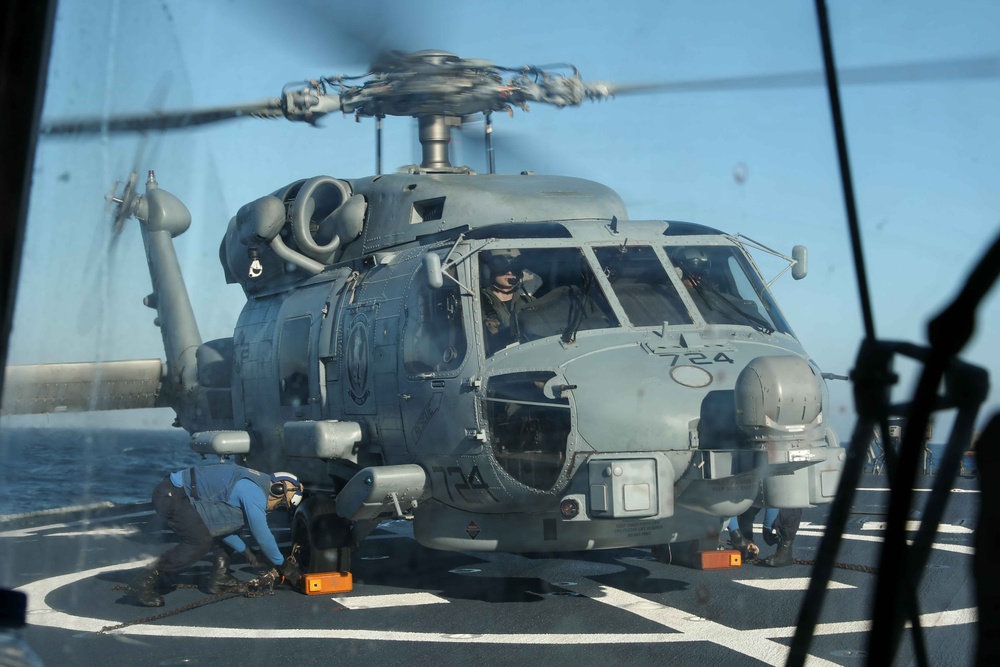 USS Ross conducts flight operations